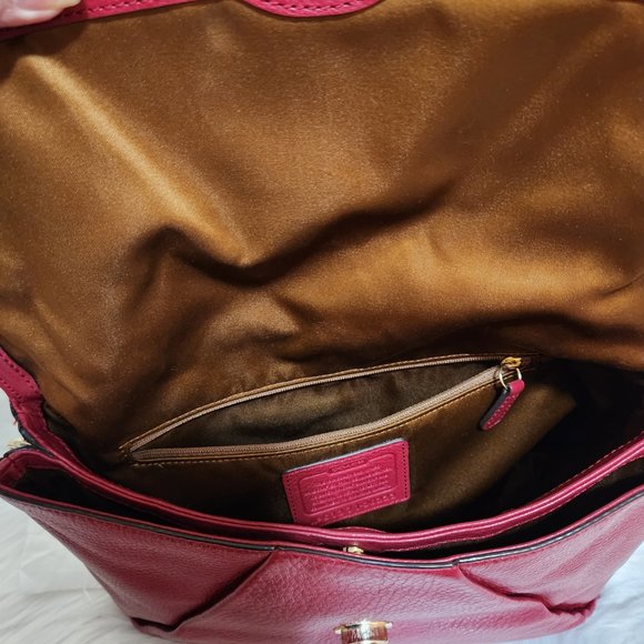 LIKE NEW "COACH" MADISON RED LEATHER SHOULDER FLAP BAG - Picture 6 of 16